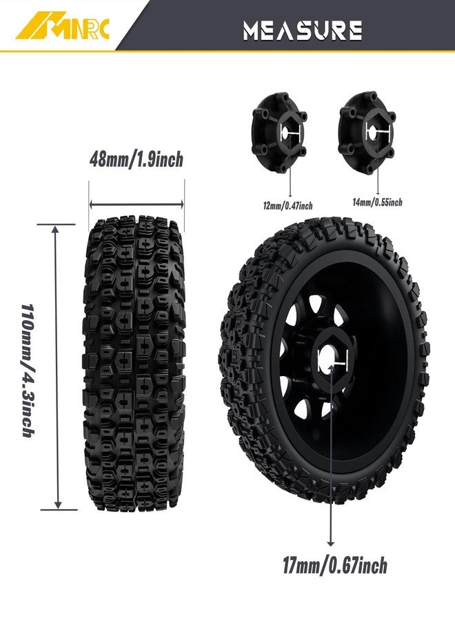 NMNRC Pre-Glued Plastic RC Wheels and Tires 12MM 14MM 17MM Hex Compatible with Arrma Axial RC4WD Redcat Slash 2WD 4X4 Senton Short Course Truck Upgrades Part Black - Image 5